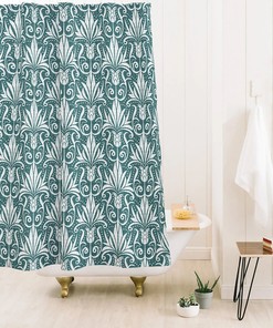 Teal Cottagecore Shower Curtain - Fitting for Farmhouse Bathroom Decor