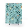 Teal Mid Century Modern Shower Curtain | Vintage Bathroom Decor 1960s Style | Unique Print Shower Curtain