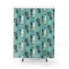 Teal Mid Century Modern Shower Curtain, Vintage Retro Rustic Bathroom Decor