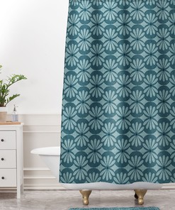 Teal Moroccan Boho Shower Curtain, Adds Touch of Arabia to Your Bathroom Decor, Fabric Bath Curtain