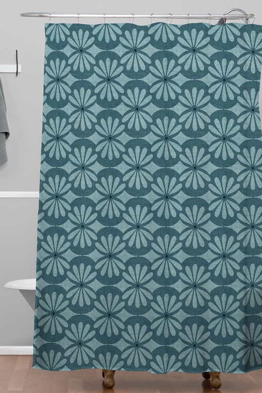 Teal Moroccan Boho Shower Curtain, Adds Touch of Arabia to Your Bathroom Decor, Fabric Bath Curtain - Image 2