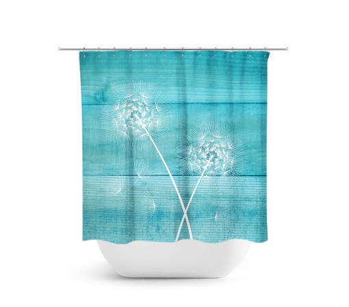 Teal Rustic Farmhouse Shower Curtain - Dandelion Design Perfect for Bathroom Decor