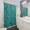 Teal and Gold Mermaid Scales Modern Coastal Bathroom Shower Curtain | teal shower curtains