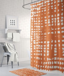 Terracotta Orange Shower Curtain, Create a Warmth in Your Bathroom Decor | warm shower curtains