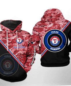 Texas Rangers All Over Print Camo Team 3D Hoodie Zipper - Zip Hoodie Hoodie for Men