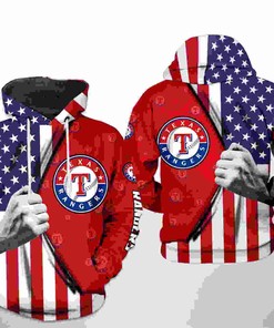 Texas Rangers All Over Print US Flag 3D Hoodie Zipper - Custom 3D Hoodies