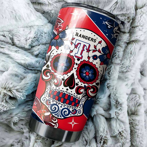 Texas Rangers Bold Statement Skull MLB Tumbler with a Unique and MLB Design - Image 2