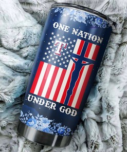 Texas Rangers Patriotic MLB Tumbler with Logo and God Quote for Fans Everywhere