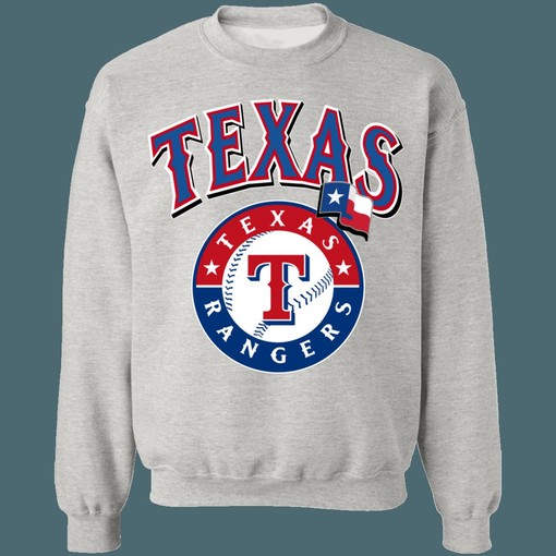 Texas Rangers Vintage MLB Crewneck Sweatshirt Hoodie Shirt - For Baseball Fans - Image 2