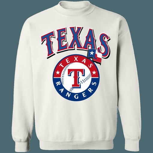 Texas Rangers Vintage MLB Crewneck Sweatshirt Hoodie Shirt - For Baseball Fans - Image 3