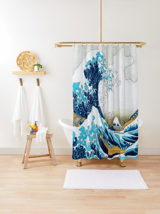 The Great Wave Shower Curtain | Vintage Eco-Friendly Waterproof Japanese Decor | Great Wave of Kanagawa - Image 4