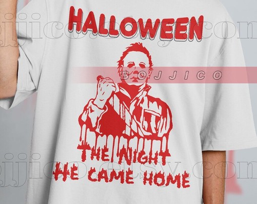 The Night He Came Home Shirt - Vintage Michael Myers Homage Tshirt with Jason Voorhees Friday the 13th - Image 2