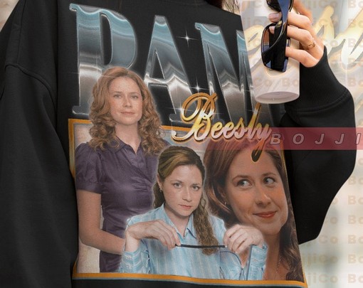 The Office Pam Beesly Retro T-Shirt, Actress Jenna Fischer Sweatshirt, Jim, Pam, Dwight Merch, Movie Shirts for Women - Image 4