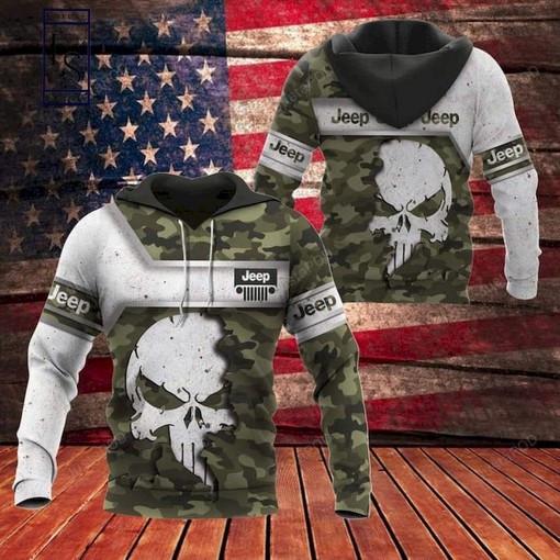 The Punisher Jeep Camo Army All Over Print 3D Hoodie with Cool Military Print Design