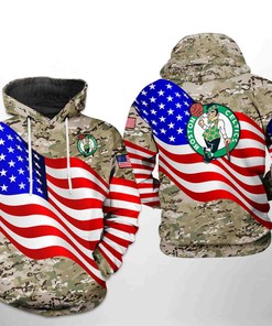 The Veteran Team Boston Celtics NBA US Flag All Over Print 3D Hoodie with Classic Logo