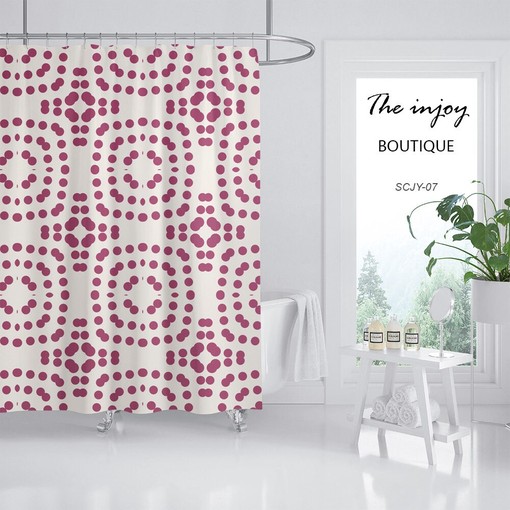 Thick Purple Red Dots Extra Heavy Duty Polyester Shower Curtain - Add Boldness to Your Bathroom Decor - Image 2