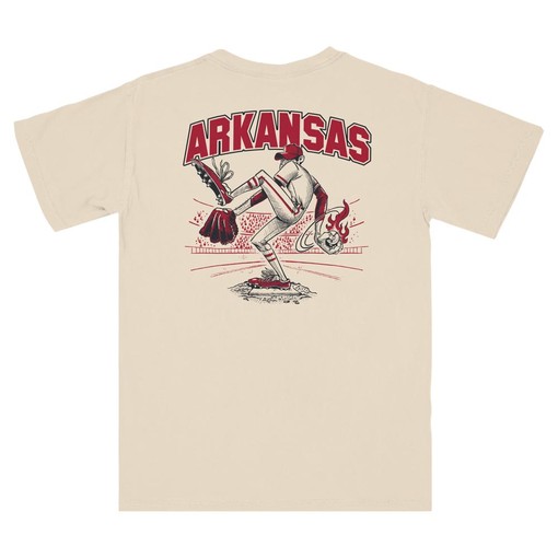 Throwback Baseball Pitcher Short Sleeve T-Shirt with Vintage NCAA Logo