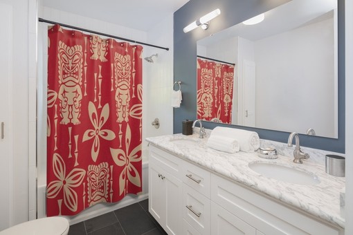 Tiki Curtain with Palm Leaves Print Shower Curtain for Polynesian Themed Bathroom Hues - Image 2