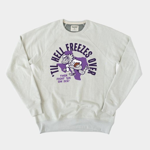"'Til Hell Freezes Over" TCU Football Crewneck - NCAA Shirt for Fans, TCU Student Gifts Included