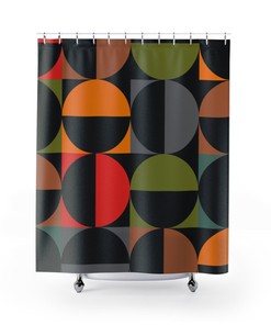 Timeless Circle Geometric Multicolor Mid Century Modern Retro Shower Curtain for a Modern Twist