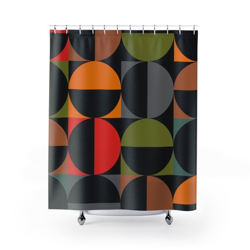 Timeless Circle Geometric Multicolor Mid Century Modern Retro Shower Curtain for a Modern Twist
