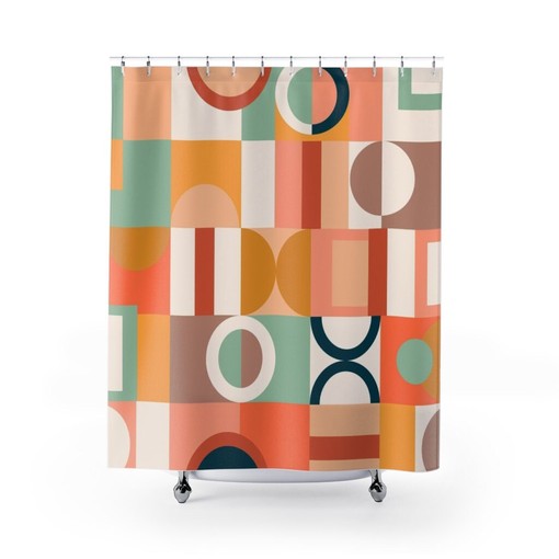 Timeless Mid Century Modern Shower Curtains, MCM Shower Accessory, Retro Bathroom Decor - Image 2
