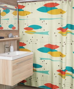 Timeless Mid Century Modern Shower Curtains - MCM Shower Accessory with Modern Flair