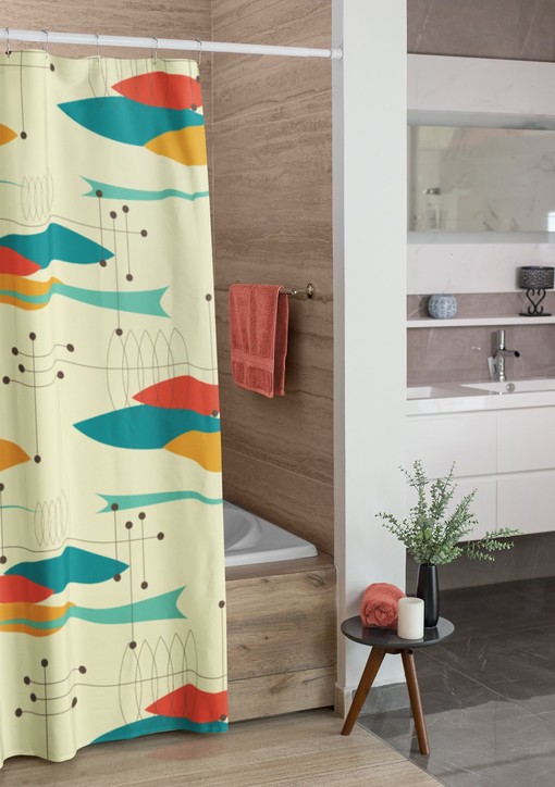 Timeless Mid Century Modern Shower Curtains - MCM Shower Accessory with Modern Flair - Image 2