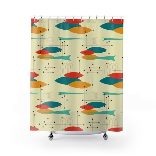 Timeless Mid Century Modern Shower Curtains - MCM Shower Accessory with Modern Flair - Image 3