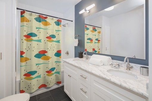 Timeless Mid Century Modern Shower Curtains - MCM Shower Accessory with Modern Flair - Image 4