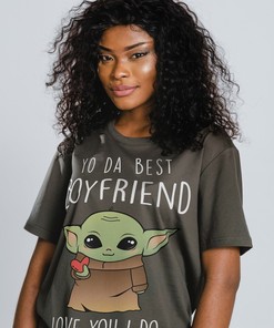 To The Best Boyfriend Unisex Tee, Animated Cute Baby Alien Lightsaber Fights World T-Shirt, Movie Shirts for Kids