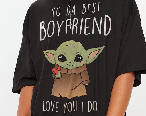 To The Best Boyfriend Unisex Tee, Animated Cute Baby Alien Lightsaber Fights World T-Shirt, Movie Shirts for Kids - Image 2