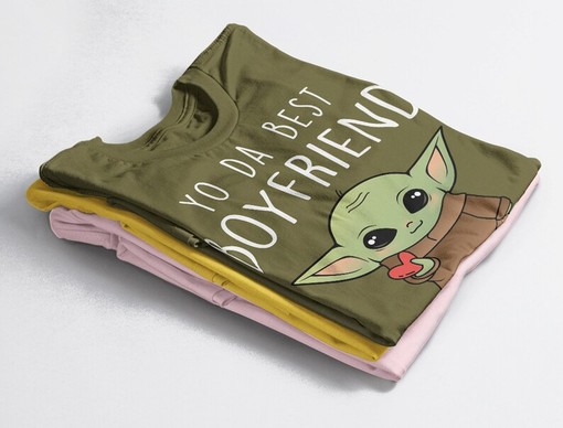 To The Best Boyfriend Unisex Tee, Animated Cute Baby Alien Lightsaber Fights World T-Shirt, Movie Shirts for Kids - Image 4