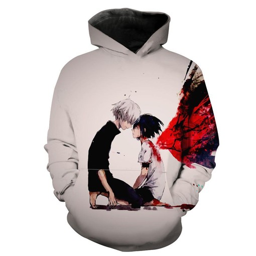 Tokyo Ghoul Hoodie for Lovers of Ken Kaneki and Touka Kirishima - 3D Print