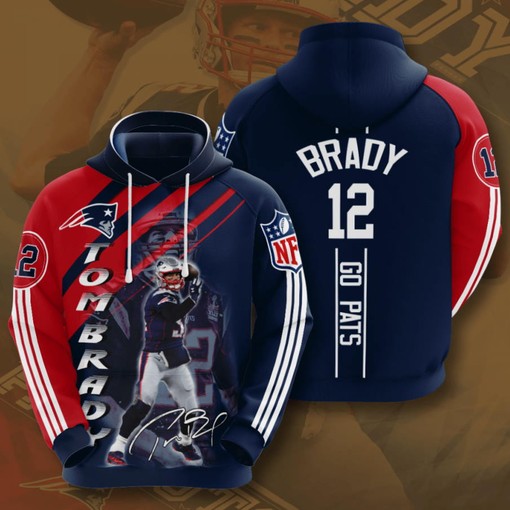 Tom Brady Go Pats Player Quote All Over Print 3D Hoodie with Inspirational Message