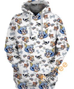 Tom and Jerry Pattern All Over Print Hoodie with 3D Effect