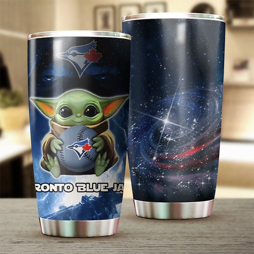 Toronto Blue Jays Baby Yoda Edition Personalized Tumbler - MLB Logo Tumbler - Image 2