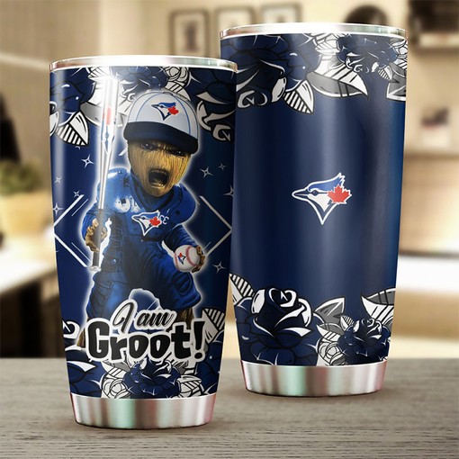 Toronto Blue Jays Baseball Fans I Am Groot Design Personalized Tumbler - Baseball Tumbler Design - Image 2