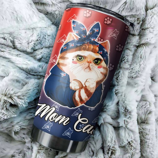 Toronto Blue Jays Cat Mom Personalized Tumbler - Sports Tumbler 20oz
