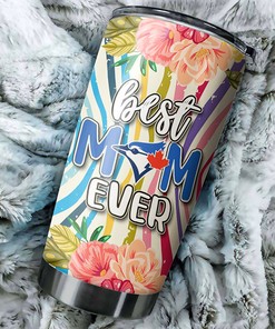 Toronto Blue Jays Lovely Accents Best Mom Ever Flower MLB Tumbler with a Personalized and MLB Design