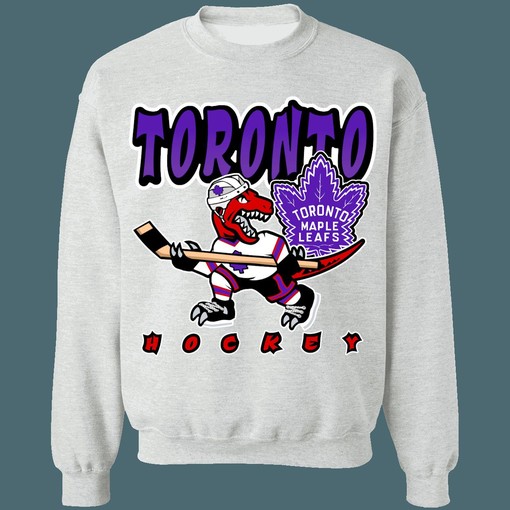 Toronto Raptors X Maple Leafs Retro NBA/NHL Sweatshirt Hoodie T-Shirt for Hockey Lovers - Image 3