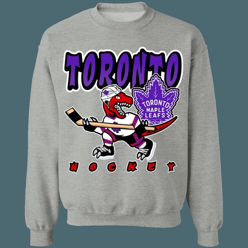 Toronto Raptors X Maple Leafs Retro NBA/NHL Sweatshirt Hoodie T-Shirt for Hockey Lovers - Image 4