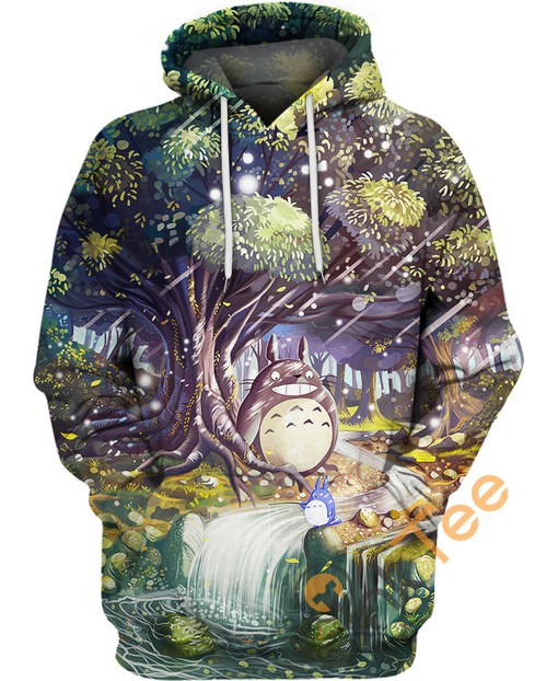 Totoro in Forest All Over Print Hoodie with 3D Effect - Great for Nature Lovers