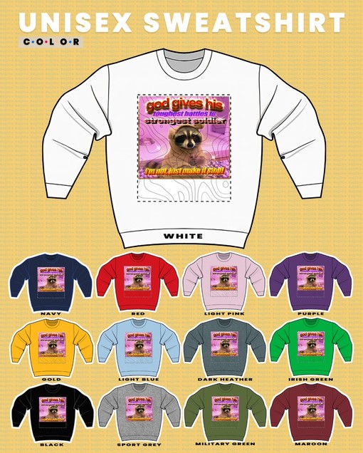 Tough Battles and Existential Jokes in Sweatshirt Form - Opossum and Trash Eating Possum Tee with Raccoon Tanuki - Image 3