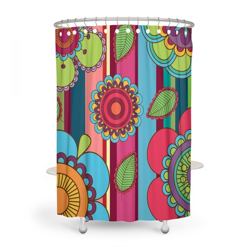 Traditional Talavera Floral Shower Curtain Set - Classic Bath Set with Optional Towels and Mat Rustic Bathroom Decor - Image 2