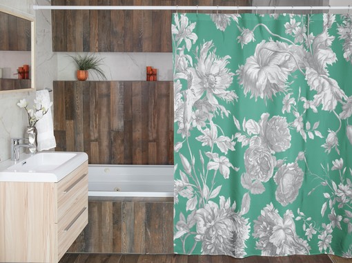 Traditional Toile Shower Curtain | Elegant Vintage-inspired Bathroom Decor | Classic Tub Curtain - Image 4
