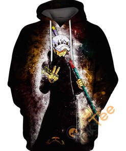Trafalgar Law Illustration Style All Over Print Hoodie in 3D Design - Great for Anime Fans