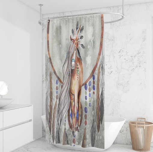 Travel Shower Curtain Boho Southwest Horse Shower Curtain - Image 2