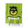Travel Shower Curtain with Green Eye Monster Face for Kids Bathroom Decor