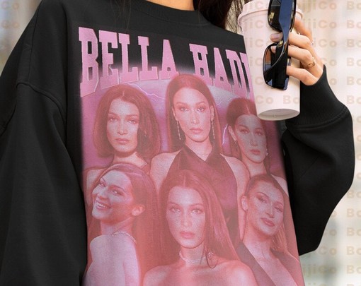Trending Bella Hadid Sweatshirt, Rap Tribute Speaker Vintage 90's Shirt - Funny Movie Shirts - Image 4